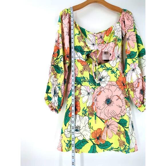 AFRM Spring Lime Bouquet Dolly Cut Out Mini Dress Size Small - Picture 8 of 11